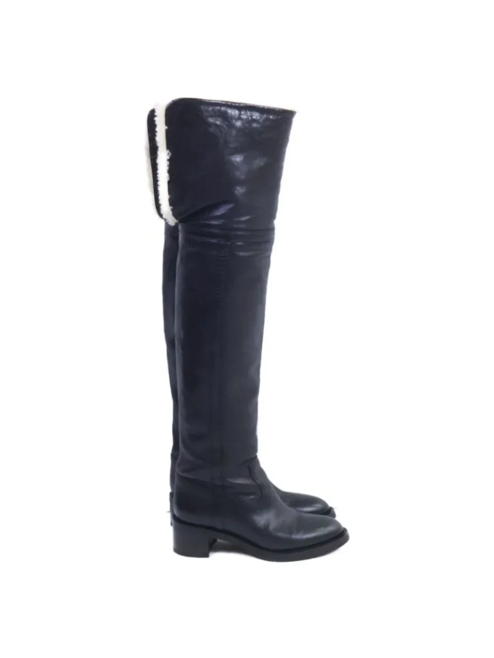 Celine Black Shearling Leather Fleece Lining Long Boots